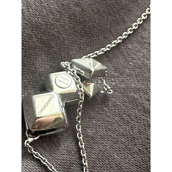CHIMENTO 18K  Armillas Pyramis Necklace in White Gold with A 0.01ct Diamond - Picture 7 of 7